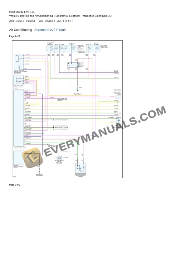 Mazda 6 2008 Electrical Diagrams V6-3.0L