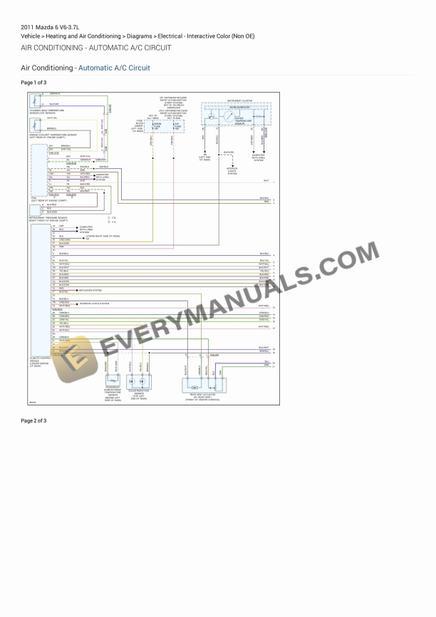 Mazda 6 2011 Electrical Diagrams V6-3.7L