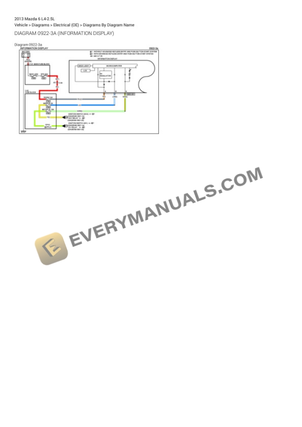 Mazda 6 2013 Electrical Diagrams L4-2.5L 5 Mazda 6 2013 Electrical Diagrams L4-2.5L - Image 3