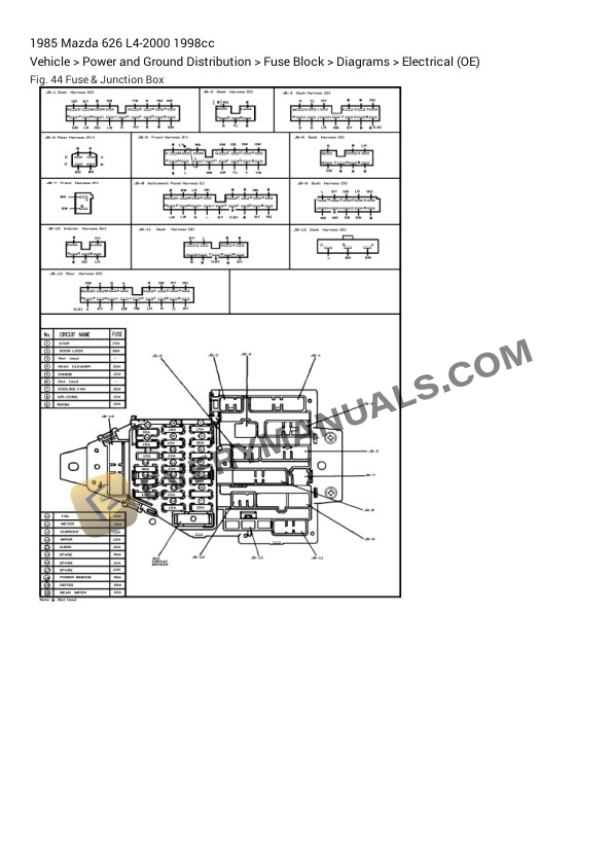 Mazda 626 1985 Electrical Diagrams L4-2000 1998cc 7 Mazda 626 1985 Electrical Diagrams L4-2000 1998cc - Image 5