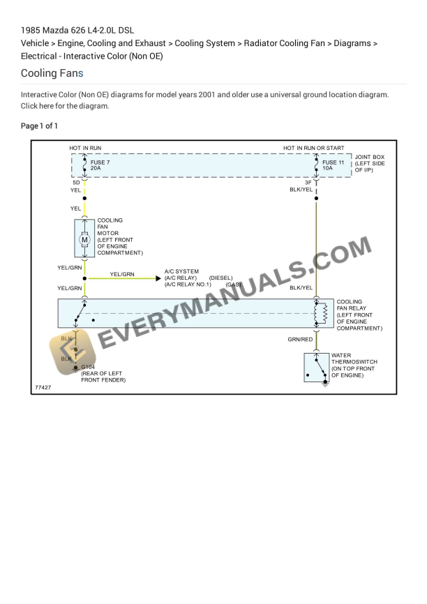 Mazda 626 1985 Electrical Diagrams L4-2.0L DSL