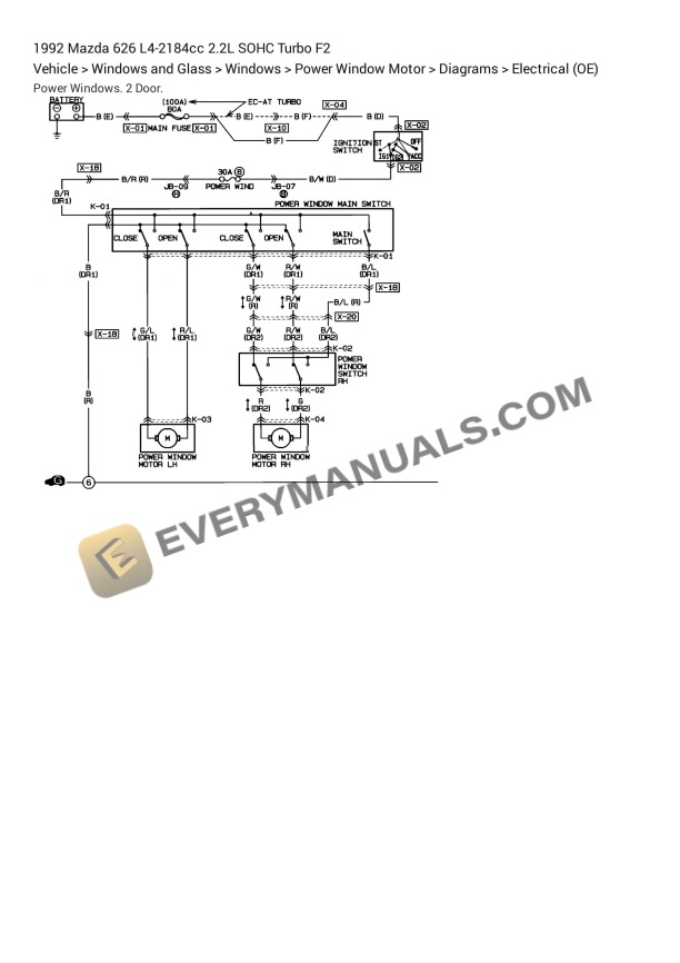 Mazda 626 1992 Electrical Diagrams L4-2184cc 2.2L SOHC Turbo F2 3 Mazda 626 1992 Electrical Diagrams L4-2184cc 2.2L SOHC Turbo F2