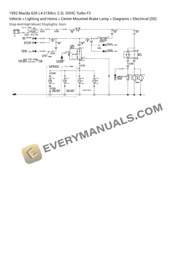 Mazda 626 1992 Electrical Diagrams L4-2184cc 2.2L SOHC Turbo F2 5 Mazda 626 1992 Electrical Diagrams L4-2184cc 2.2L SOHC Turbo F2 - Image 3