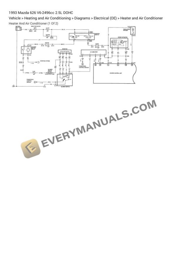 Mazda 626 1993 Electrical Diagrams V6-2496cc 2.5L DOHC 4 Mazda 626 1993 Electrical Diagrams V6-2496cc 2.5L DOHC - Image 2