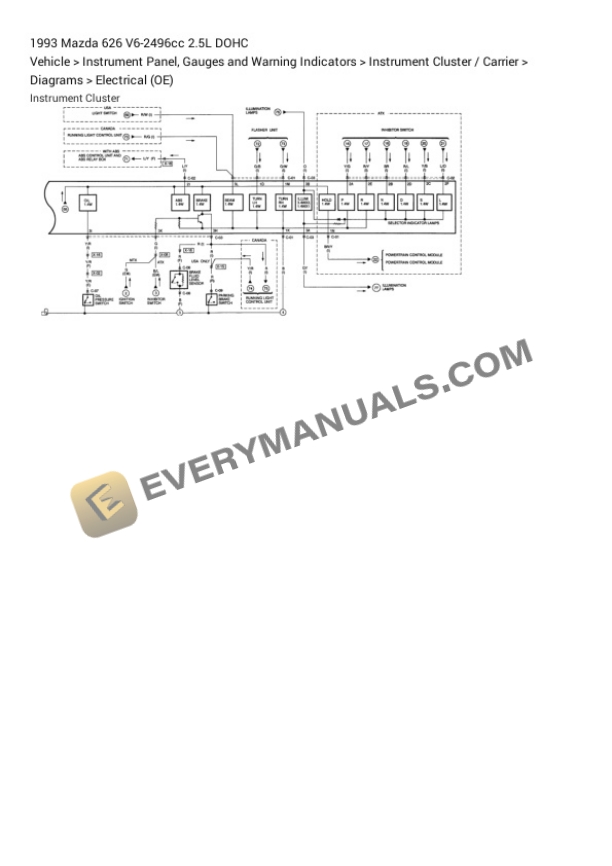 Mazda 626 1993 Electrical Diagrams V6-2496cc 2.5L DOHC 7 Mazda 626 1993 Electrical Diagrams V6-2496cc 2.5L DOHC - Image 5