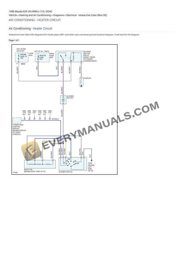 mazda 626 1996 electrical diagrams v6 2496cc 25l dohc 1