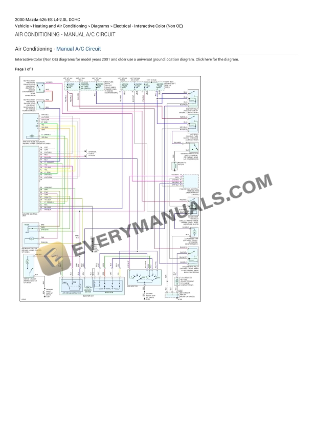 Mazda 626 ES 2000 Electrical Diagrams L4-2.0L DOHC