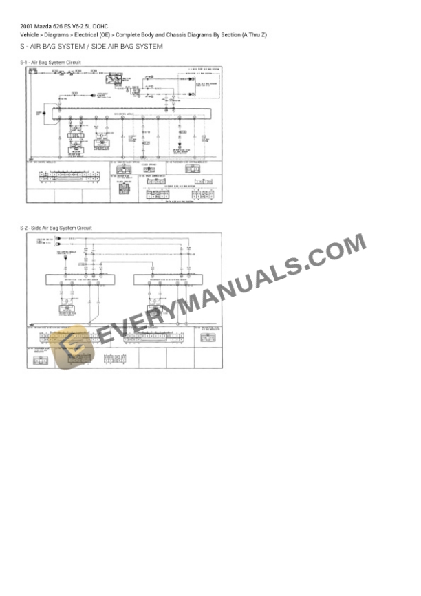 Mazda 626 ES 2001 Electrical Diagrams V6-2.5L DOHC 7 Mazda 626 ES 2001 Electrical Diagrams V6-2.5L DOHC - Image 5