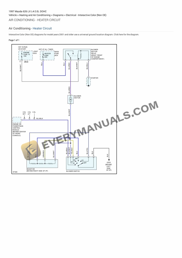 Mazda 626 LX 1997 Electrical Diagrams L4-2.0L DOHC