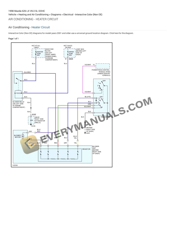 mazda 626 lx 1998 electrical diagrams v6 25l dohc 1