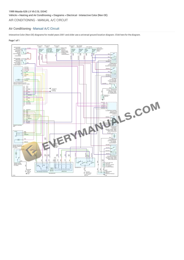 mazda 626 lx 1999 electrical diagrams v6 25l dohc 1