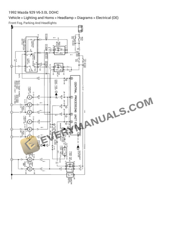 Mazda 929 1992 Electrical Diagrams V6-3.0L DOHC 7 Mazda 929 1992 Electrical Diagrams V6-3.0L DOHC - Image 5