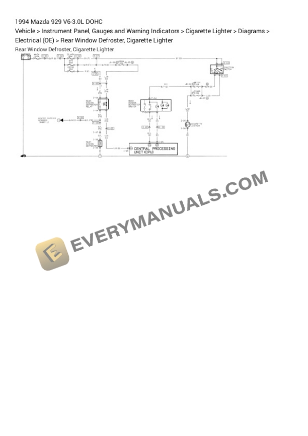 Mazda 929 1994 Electrical Diagrams V6-3.0L DOHC 5 Mazda 929 1994 Electrical Diagrams V6-3.0L DOHC - Image 3