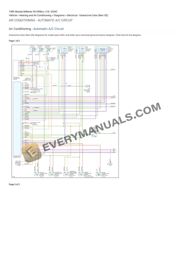 mazda millenia 1995 electrical diagrams v6 2496cc 25l dohc 1