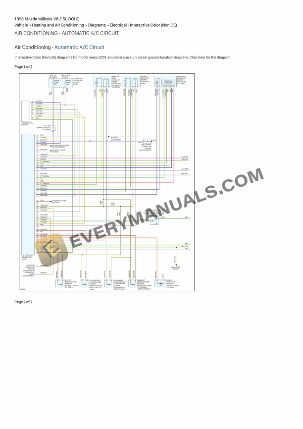 mazda millenia 1998 electrical diagrams v6 25l dohc 1