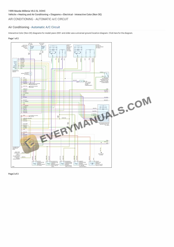 mazda millenia 1999 electrical diagrams v6 25l dohc 1