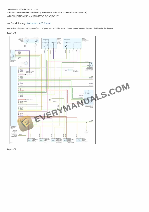 mazda millenia 2000 electrical diagrams v6 25l dohc 1