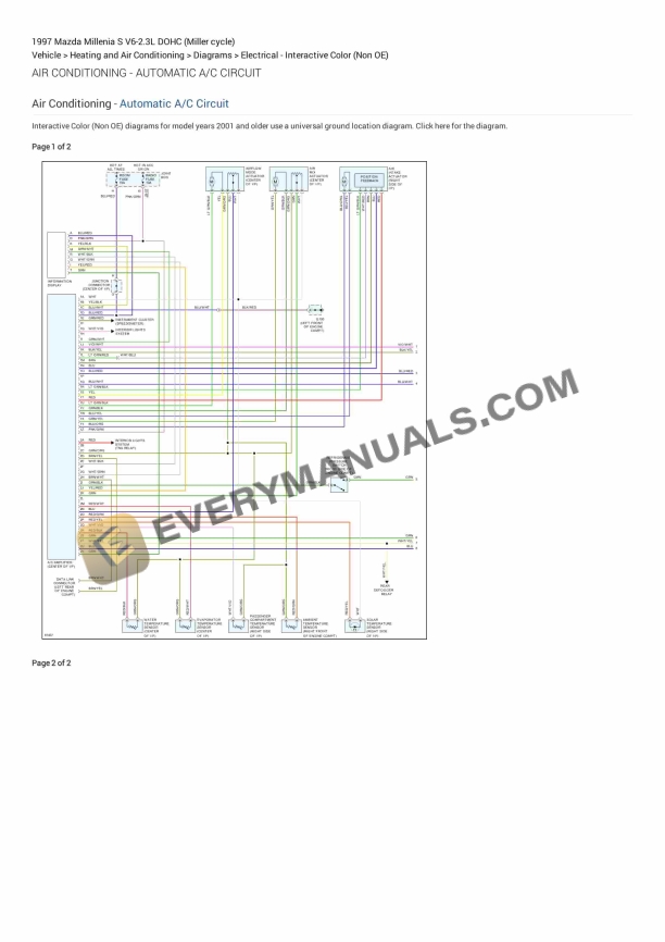 mazda millenia s 1997 electrical diagrams v6 23l dohc miller cycle 1