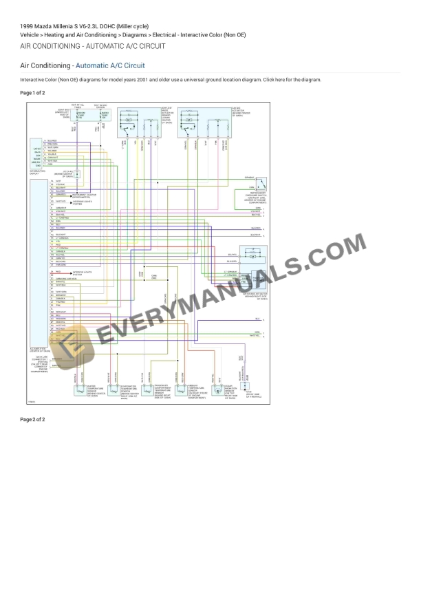 mazda millenia s 1999 electrical diagrams v6 23l dohc miller cycle 1