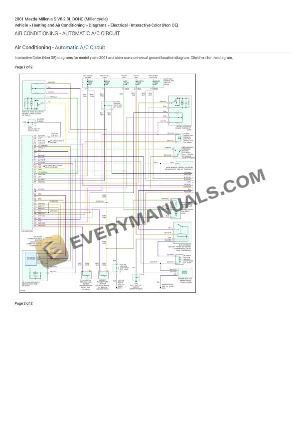 Mazda Millenia S 2001 Electrical Diagrams V6-2.3L DOHC (Miller cycle)