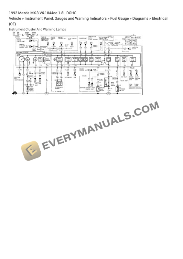 Mazda MX-3 1992 Electrical Diagrams V6-1844cc 1.8L DOHC 6 Mazda MX-3 1992 Electrical Diagrams V6-1844cc 1.8L DOHC - Image 4