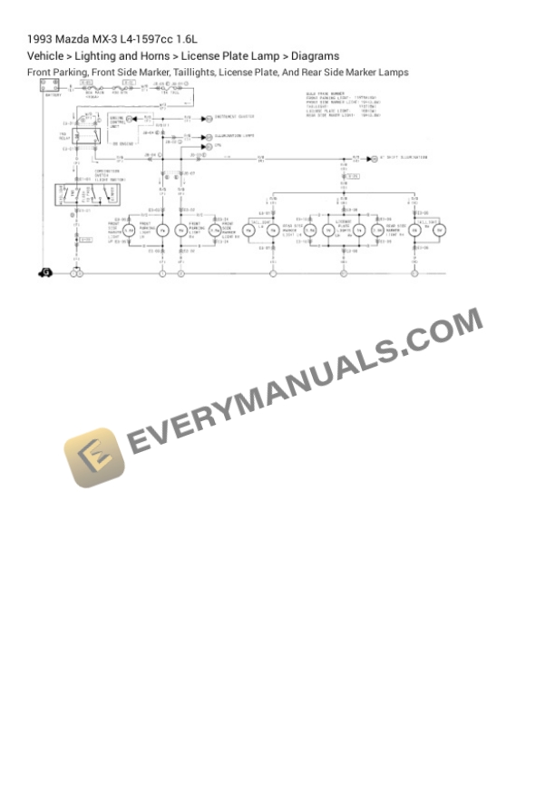 Mazda MX-3 1993 Electrical Diagrams L4-1597cc 1.6L 6 Mazda MX-3 1993 Electrical Diagrams L4-1597cc 1.6L - Image 4