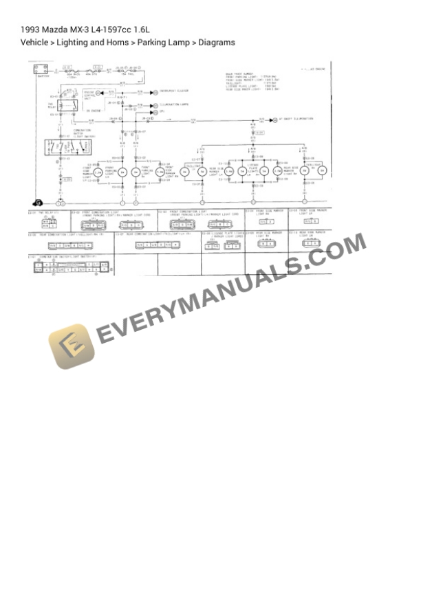 Mazda MX-3 1993 Electrical Diagrams L4-1597cc 1.6L 7 Mazda MX-3 1993 Electrical Diagrams L4-1597cc 1.6L - Image 5