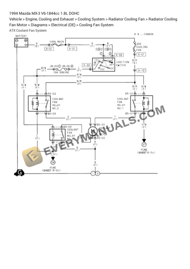 Mazda MX-3 1994 Electrical Diagrams V6-1844cc 1.8L DOHC 4 Mazda MX-3 1994 Electrical Diagrams V6-1844cc 1.8L DOHC - Image 2
