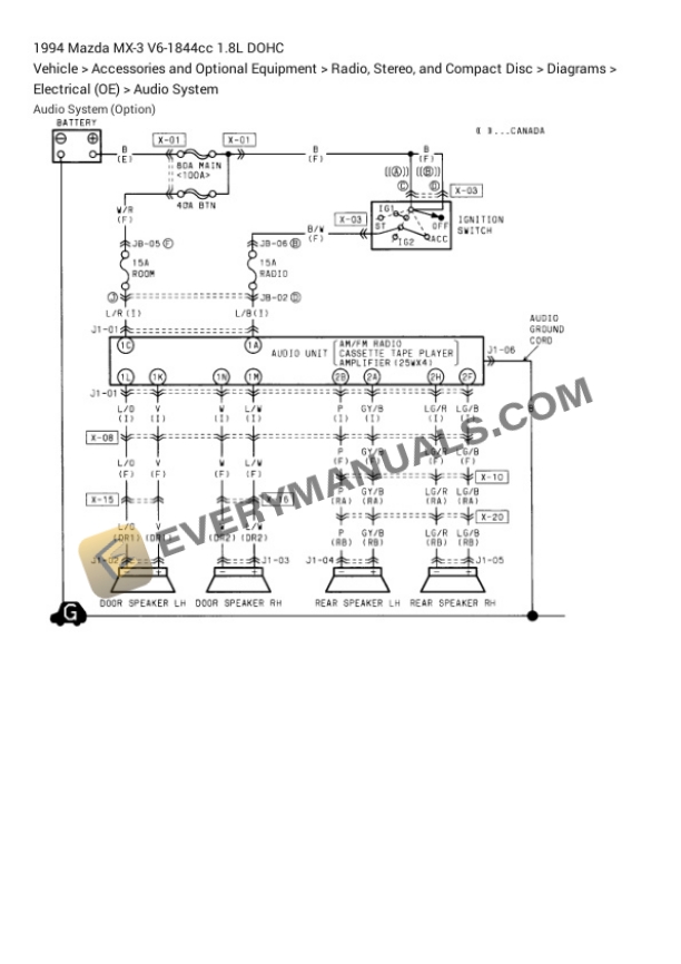 Mazda MX-3 1994 Electrical Diagrams V6-1844cc 1.8L DOHC 7 Mazda MX-3 1994 Electrical Diagrams V6-1844cc 1.8L DOHC - Image 5