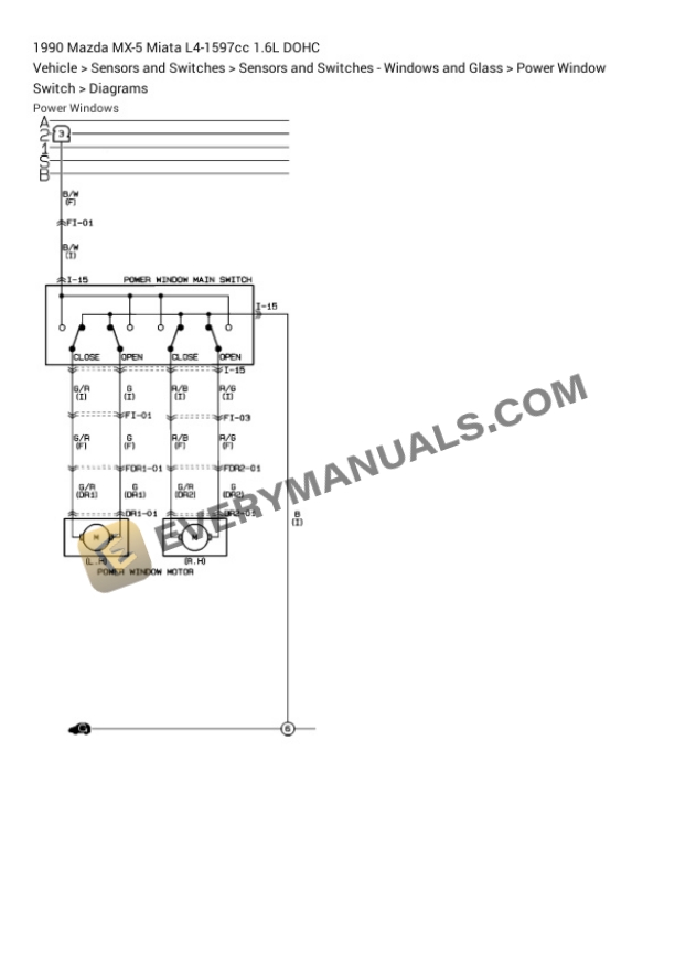 Mazda MX-5 Miata 1990 Electrical Diagrams L4-1597cc 1.6L DOHC 4 Mazda MX-5 Miata 1990 Electrical Diagrams L4-1597cc 1.6L DOHC - Image 2