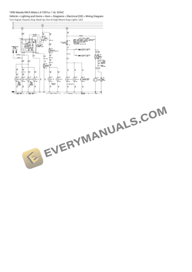 Mazda MX-5 Miata 1990 Electrical Diagrams L4-1597cc 1.6L DOHC 5 Mazda MX-5 Miata 1990 Electrical Diagrams L4-1597cc 1.6L DOHC - Image 3