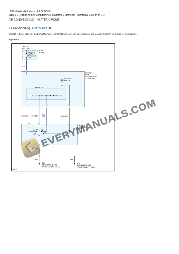 Mazda MX-5 Miata 1997 Electrical Diagrams L4-1.8L DOHC 3 Mazda MX-5 Miata 1997 Electrical Diagrams L4-1.8L DOHC