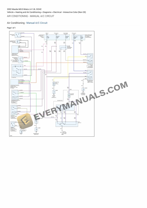 Mazda MX-5 Miata 2002 Electrical Diagrams L4-1.8L DOHC