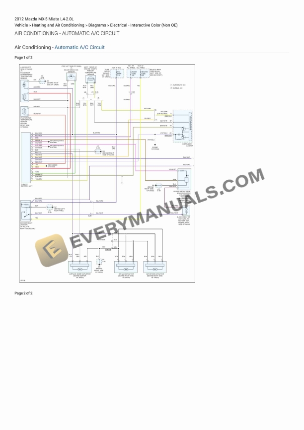 Mazda MX-5 Miata 2012 Electrical Diagrams L4-2.0L