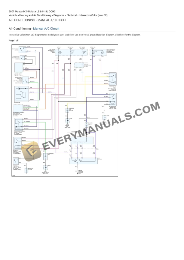 mazda mx 5 miata ls 2001 electrical diagrams l4 18l dohc 1