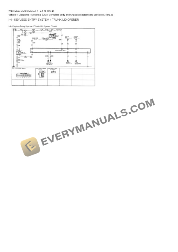 Mazda MX-5 Miata LS 2001 Electrical Diagrams L4-1.8L DOHC 5 Mazda MX-5 Miata LS 2001 Electrical Diagrams L4-1.8L DOHC - Image 3