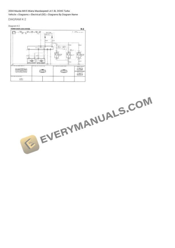 Mazda MX-5 Miata Mazdaspeed 2004 Electrical Diagrams L4-1.8L DOHC Turbo 5 Mazda MX-5 Miata Mazdaspeed 2004 Electrical Diagrams L4-1.8L DOHC Turbo - Image 3