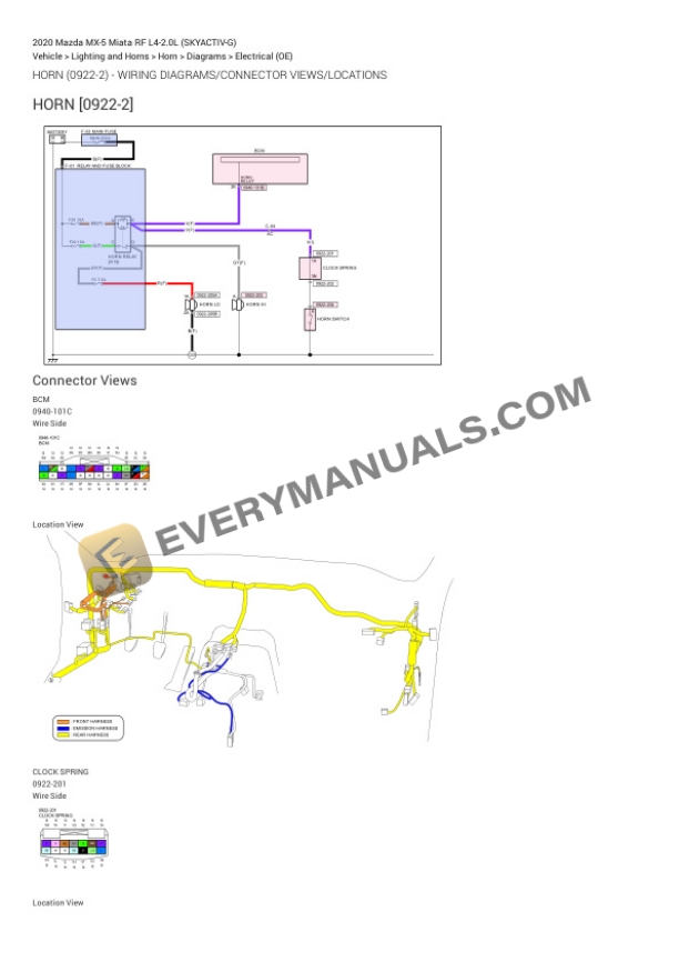 Mazda MX-5 Miata RF 2020 Electrical Diagrams L4-2.0L (SKYACTIV-G) 6 Mazda MX-5 Miata RF 2020 Electrical Diagrams L4-2.0L (SKYACTIV-G) - Image 4