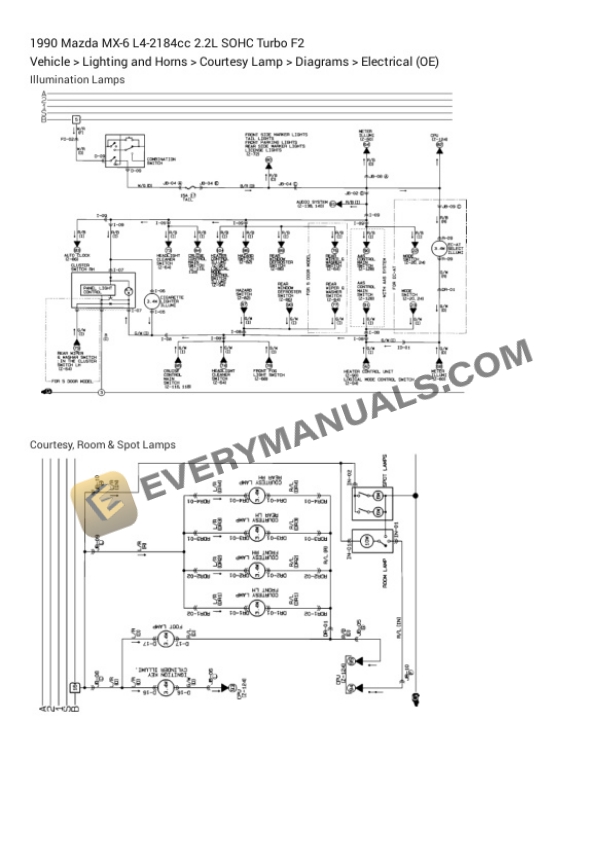 Mazda MX-6 1990 Electrical Diagrams L4-2184cc 2.2L SOHC Turbo F2 7 Mazda MX-6 1990 Electrical Diagrams L4-2184cc 2.2L SOHC Turbo F2 - Image 5