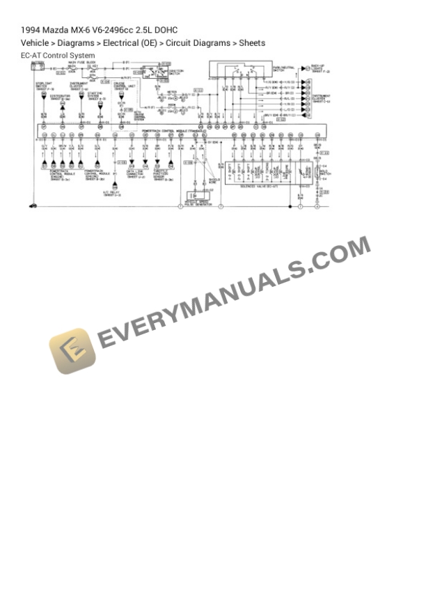 Mazda MX-6 1994 Electrical Diagrams V6-2496cc 2.5L DOHC 5 Mazda MX-6 1994 Electrical Diagrams V6-2496cc 2.5L DOHC - Image 3
