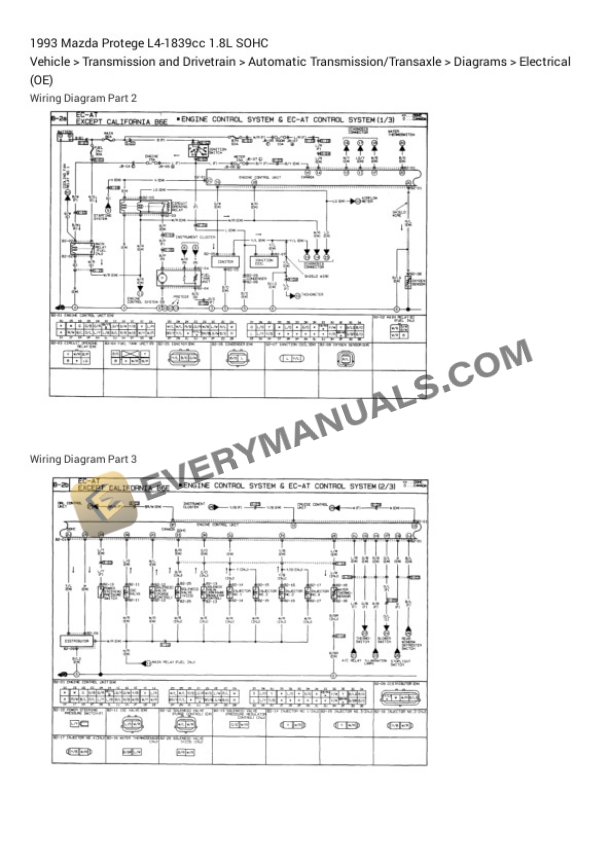 Mazda Protege 1993 Electrical Diagrams L4-1839cc 1.8L SOHC 4 Mazda Protege 1993 Electrical Diagrams L4-1839cc 1.8L SOHC - Image 2
