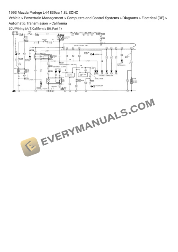 Mazda Protege 1993 Electrical Diagrams L4-1839cc 1.8L SOHC 6 Mazda Protege 1993 Electrical Diagrams L4-1839cc 1.8L SOHC - Image 4
