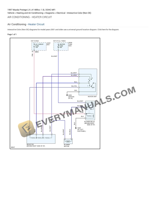 mazda protege lx 1997 electrical diagrams l4 1489cc 15l dohc mfi 1