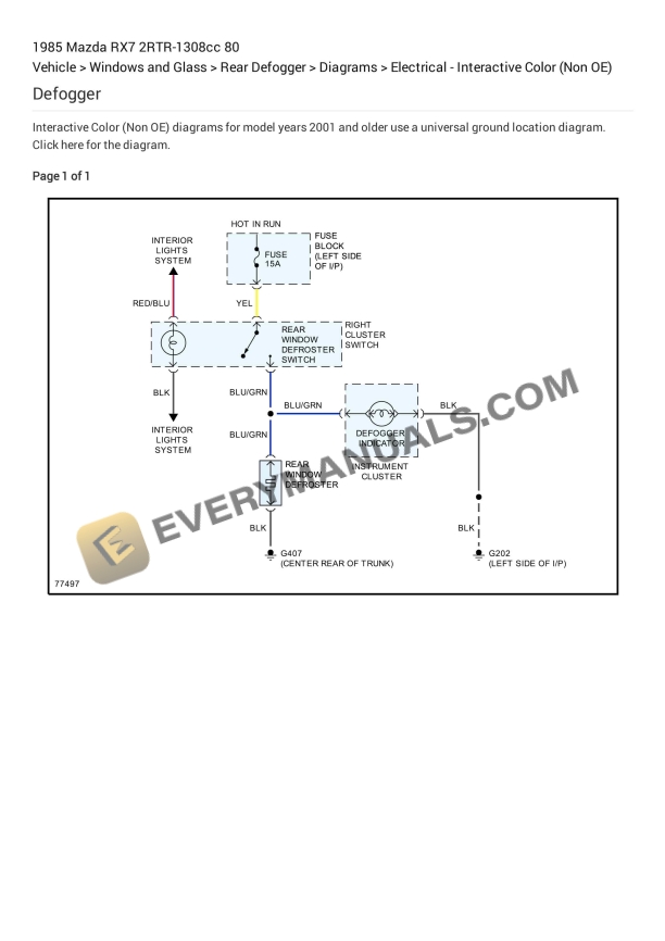 Mazda RX7 1985 Electrical Diagrams 2RTR-1308cc 80
