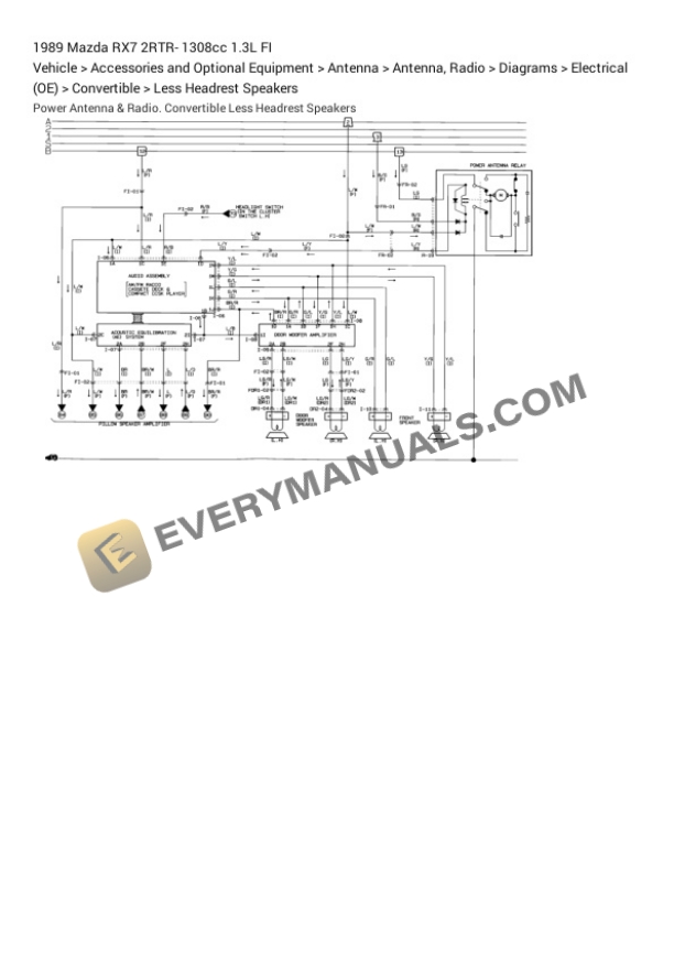 Mazda RX7 1989 Electrical Diagrams 2RTR- 1308cc 1.3L FI 4 Mazda RX7 1989 Electrical Diagrams 2RTR- 1308cc 1.3L FI - Image 2