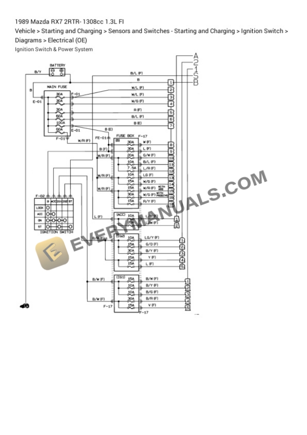Mazda RX7 1989 Electrical Diagrams 2RTR- 1308cc 1.3L FI 7 Mazda RX7 1989 Electrical Diagrams 2RTR- 1308cc 1.3L FI - Image 5