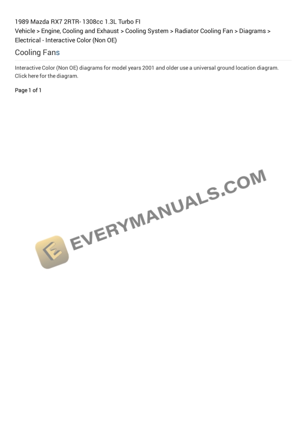 Mazda RX7 1989 Electrical Diagrams 2RTR- 1308cc 1.3L Turbo FI