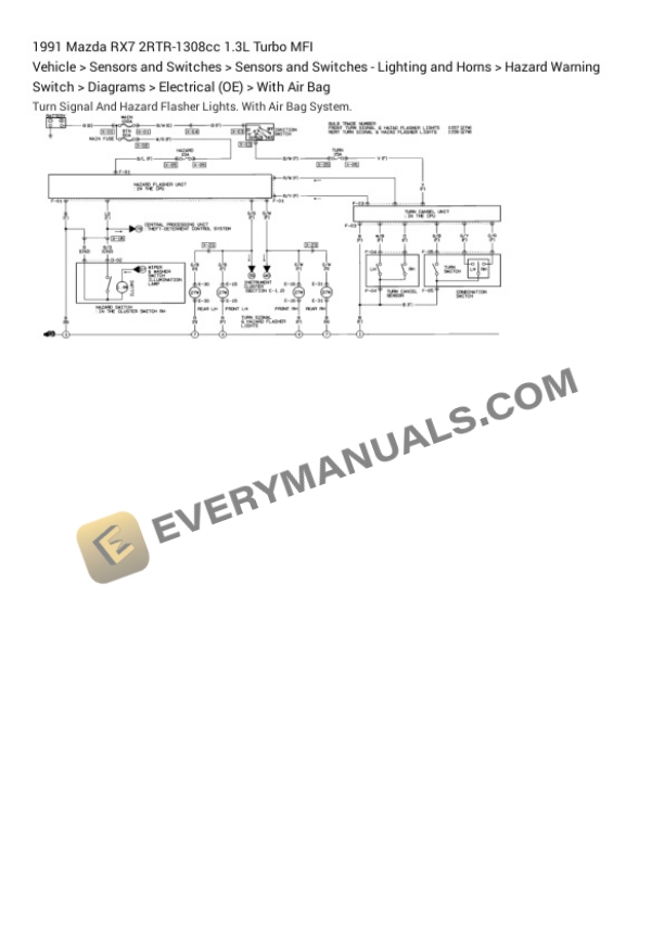 Mazda RX7 1991 Electrical Diagrams 2RTR-1308cc 1.3L Turbo MFI 5 Mazda RX7 1991 Electrical Diagrams 2RTR-1308cc 1.3L Turbo MFI - Image 3