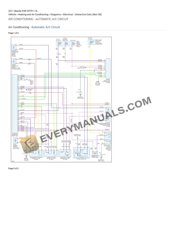 Mazda RX8 2011 Electrical Diagrams 2RTR-1.3L