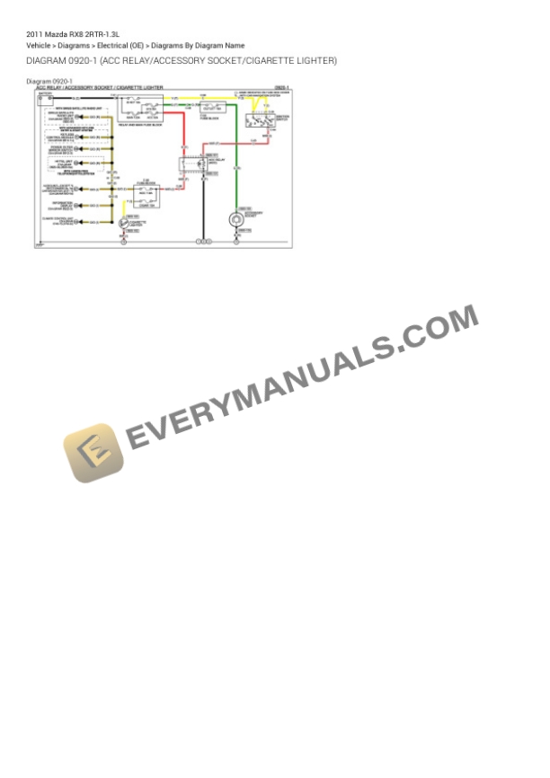 Mazda RX8 2011 Electrical Diagrams 2RTR-1.3L 5 Mazda RX8 2011 Electrical Diagrams 2RTR-1.3L - Image 3